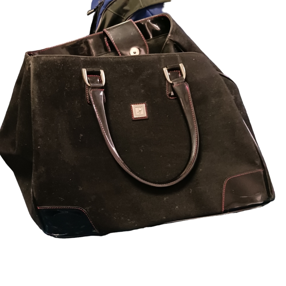 Diane Von Furstenberg Handbag Pocketbook Tote Bag Large Black Patent Leather